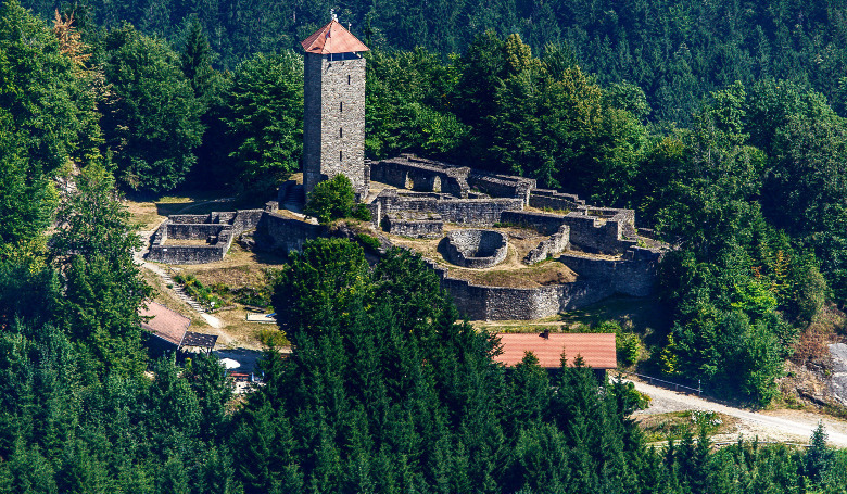 Blick auf die Burgruine