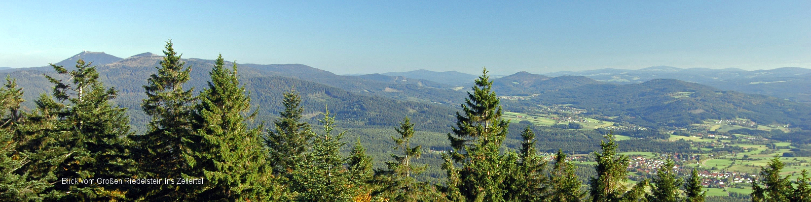 Ausblick vom Riedelstein zum Großen Arber und ins Zellertal