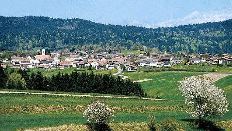 Panoramablick auf die Ortschaft Kirchdorf im Wald