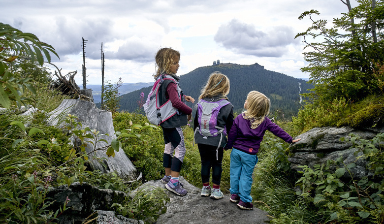 Wandern mit Kindern - Blick auf den Großen Arber.