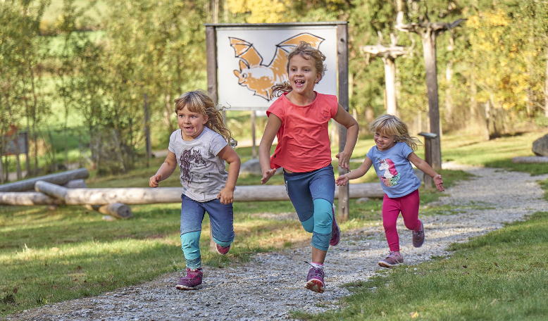 Tobende Kinder auf dem Fledermausspielplatz in Rinchnach